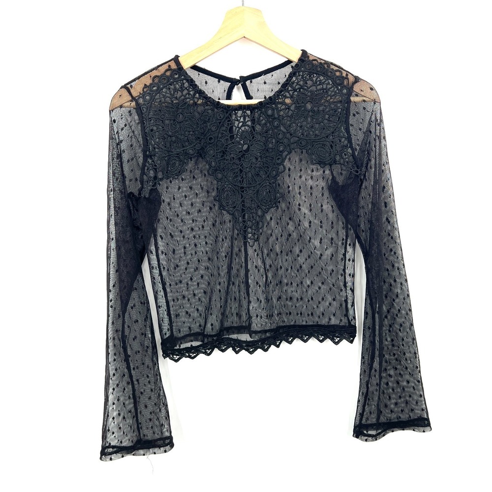 Whimsigoth mesh sheer lace top dark romantic goth witchy grunge emo feminine S